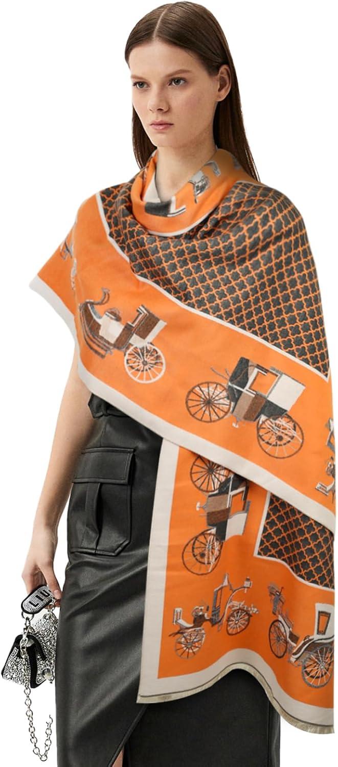 imageEXTREE Womens Scarf Pashmina Shawls and Wraps for Evening Dress Bridesmaid Wedding Bridal Winter Warm Long Large ScarvesOrange