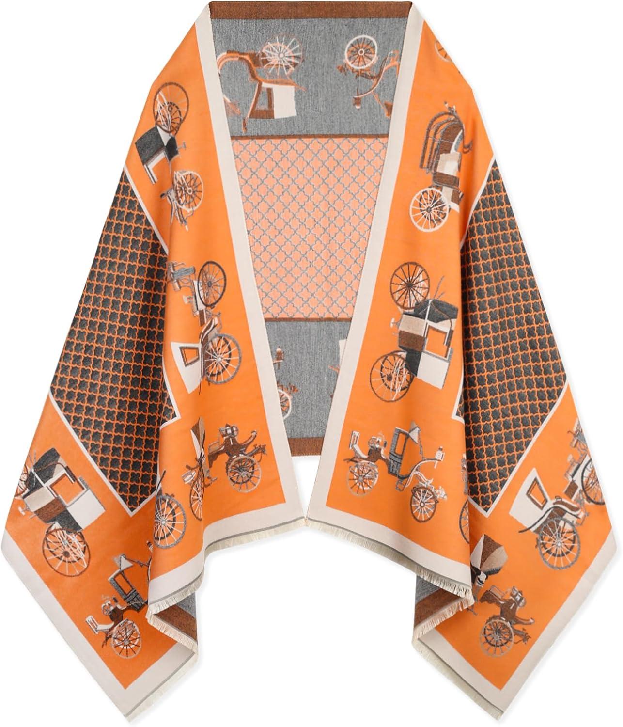 imageEXTREE Womens Scarf Pashmina Shawls and Wraps for Evening Dress Bridesmaid Wedding Bridal Winter Warm Long Large ScarvesOrange