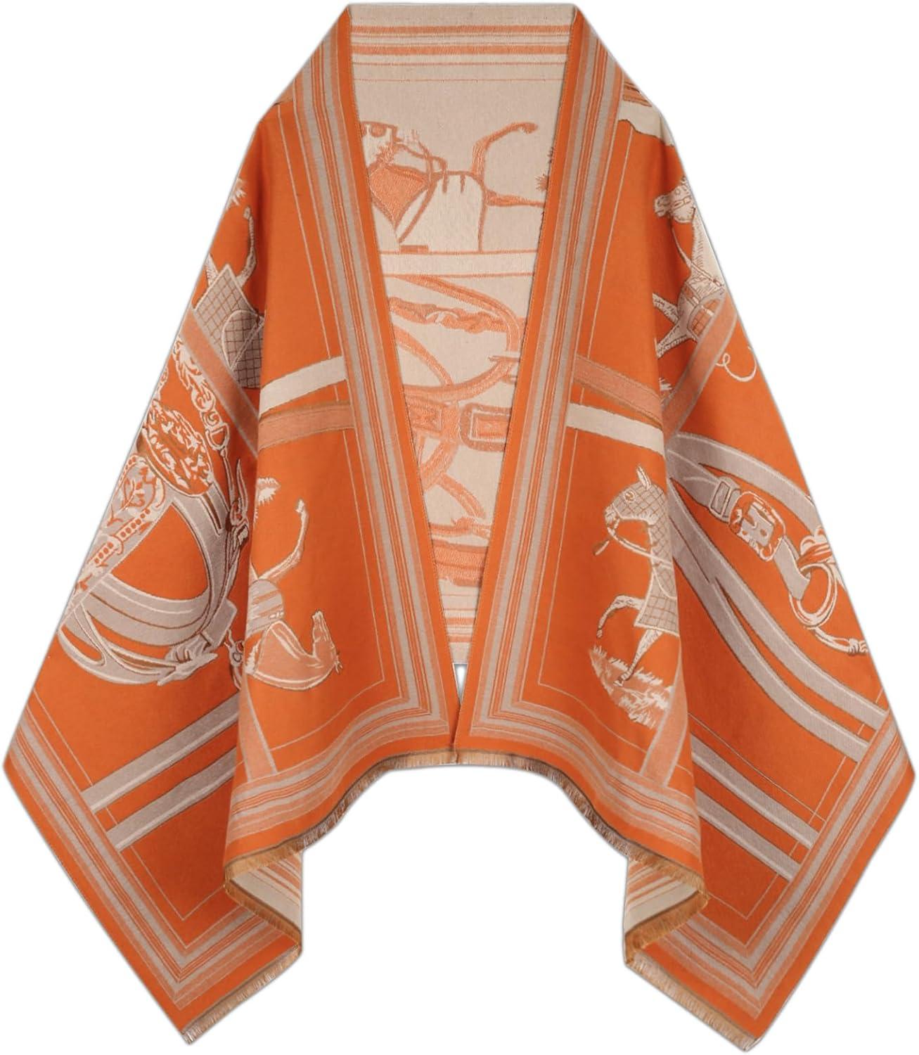 imageEXTREE Womens Scarf Pashmina Shawls and Wraps for Evening Dress Bridesmaid Wedding Bridal Winter Warm Long Large ScarvesOrange One