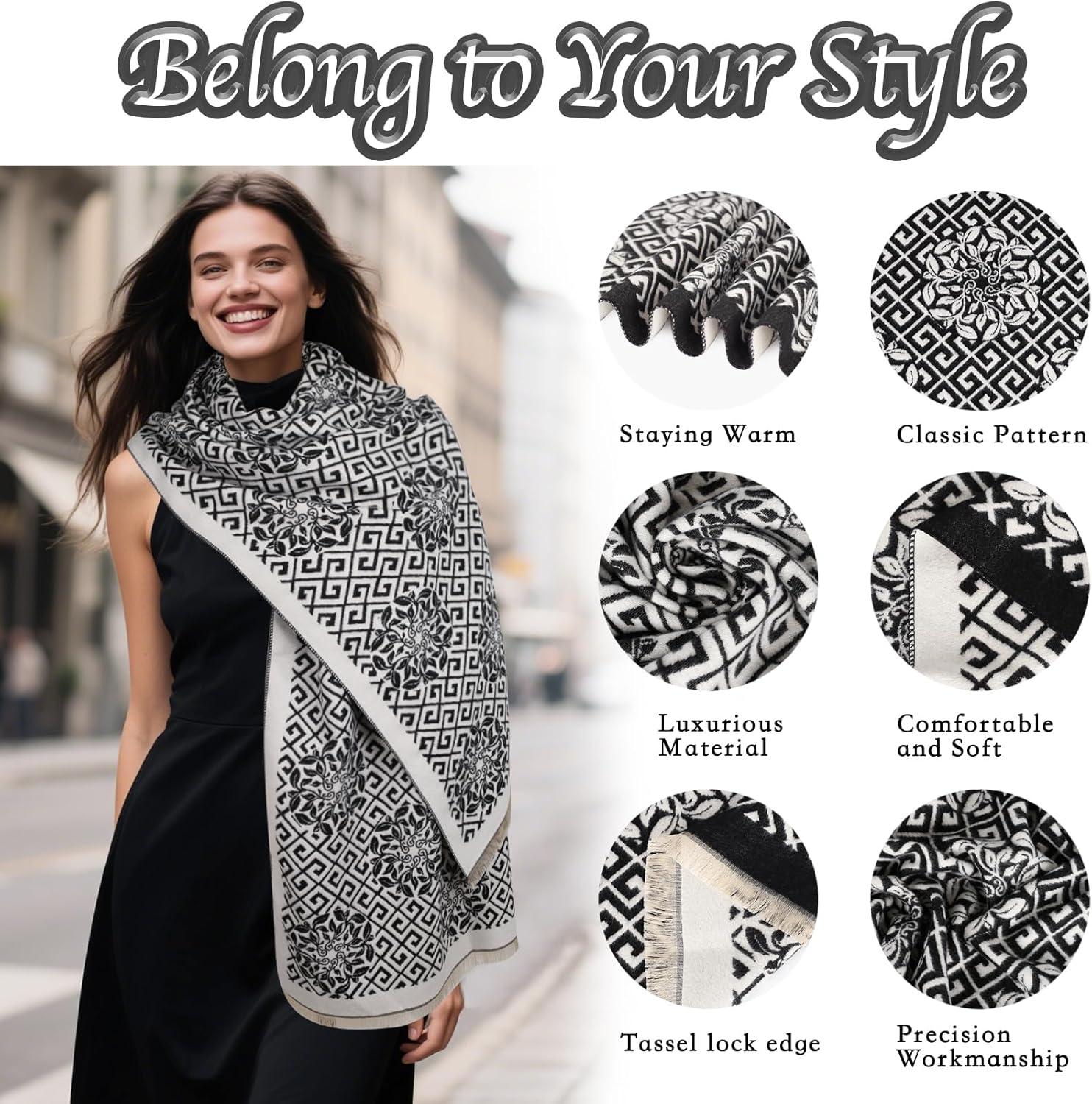 imageEXTREE Womens Scarf Wrap Soft ampamp Warm Shawl Lightweight SkinFriendly Versatile for All Seasons Holiday Gift IdeaBlack One