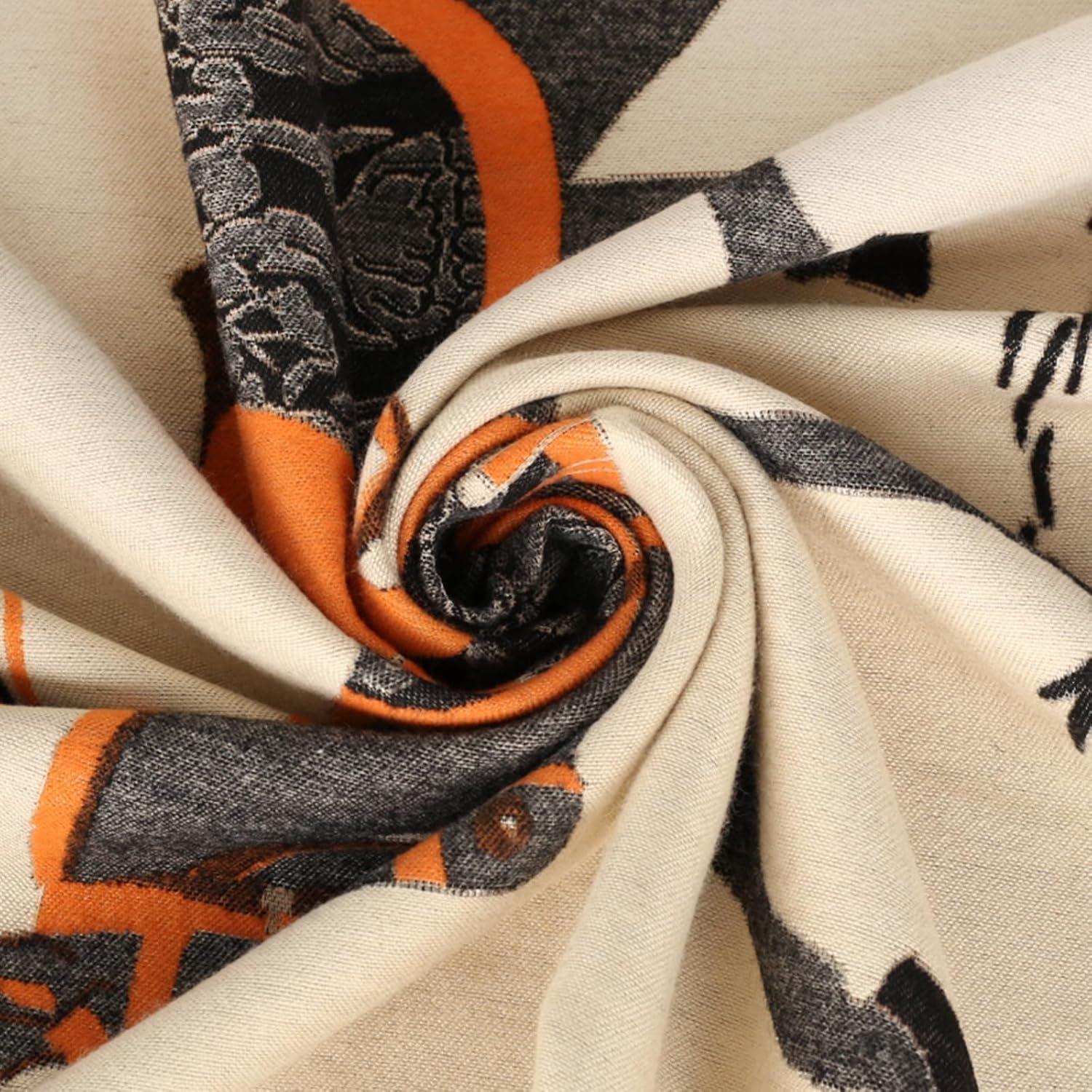 imageEXTREE Womens Scarf Wrap Soft ampamp Warm Shawl Lightweight SkinFriendly Versatile for All Seasons Holiday Gift IdeaDouble Horse Border Orange and Black