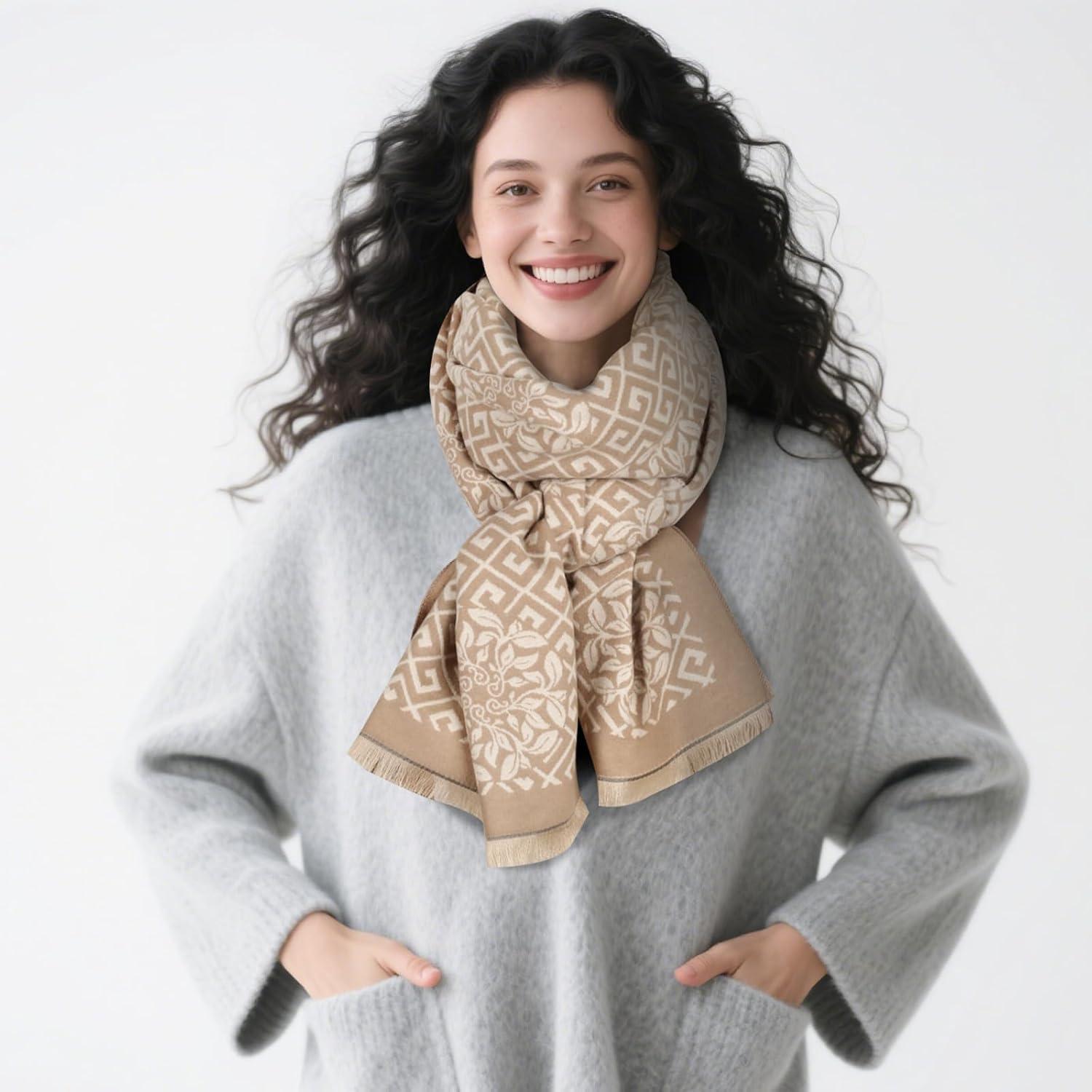 imageEXTREE Womens Scarf Wrap Soft ampamp Warm Shawl Lightweight SkinFriendly Versatile for All Seasons Holiday Gift IdeaKhaki