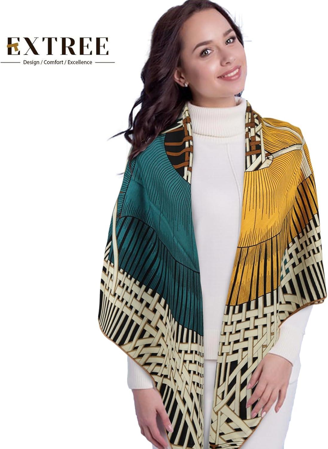 imageEXTREE Womens Travel Scarf Pashmina Shawls and Wraps Winter Warm Square Large Scarves Made of 60 Wool and 40 SilkColor04