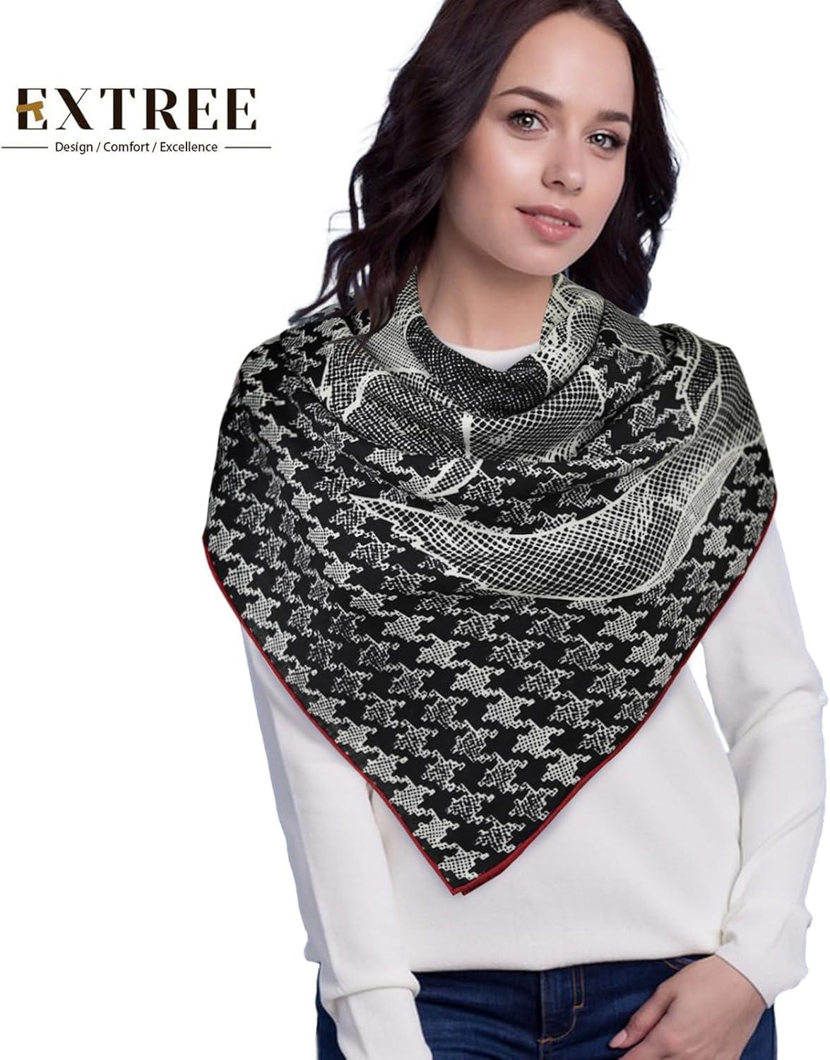 imageEXTREE Womens Travel Scarf Pashmina Shawls and Wraps Winter Warm Square Large Scarves Made of 60 Wool and 40 SilkColor05