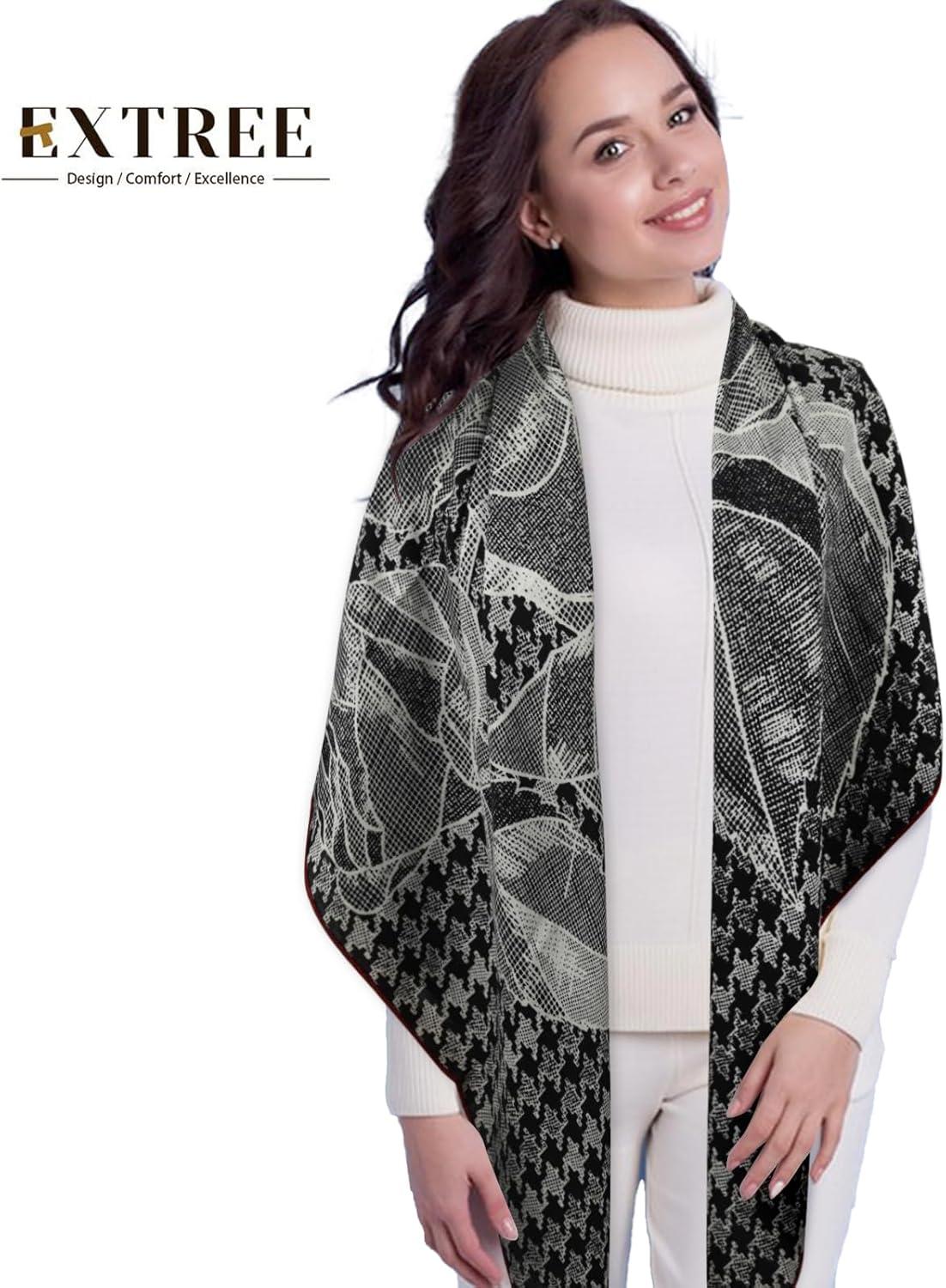 imageEXTREE Womens Travel Scarf Pashmina Shawls and Wraps Winter Warm Square Large Scarves Made of 60 Wool and 40 SilkColor05