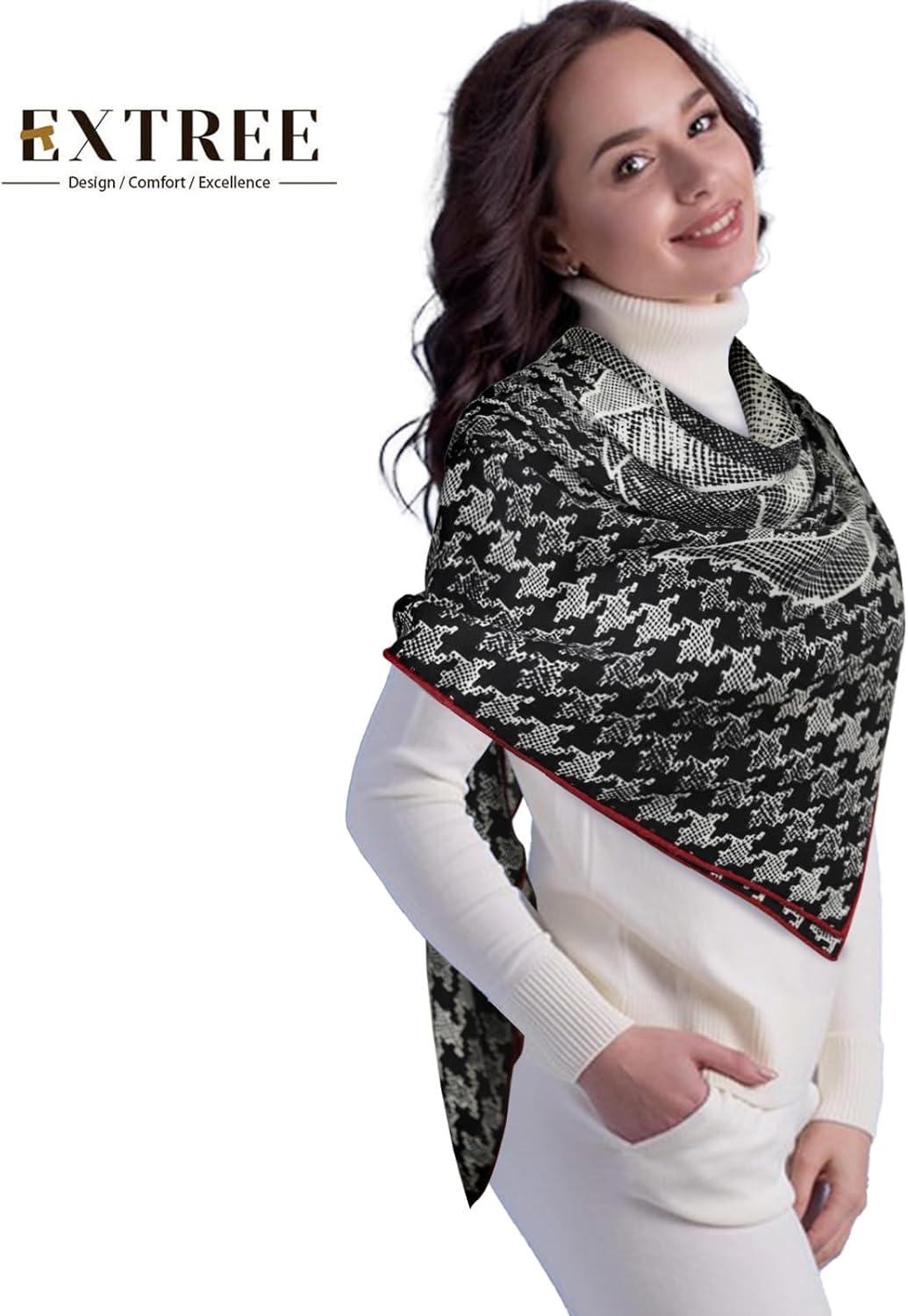 imageEXTREE Womens Travel Scarf Pashmina Shawls and Wraps Winter Warm Square Large Scarves Made of 60 Wool and 40 SilkColor05