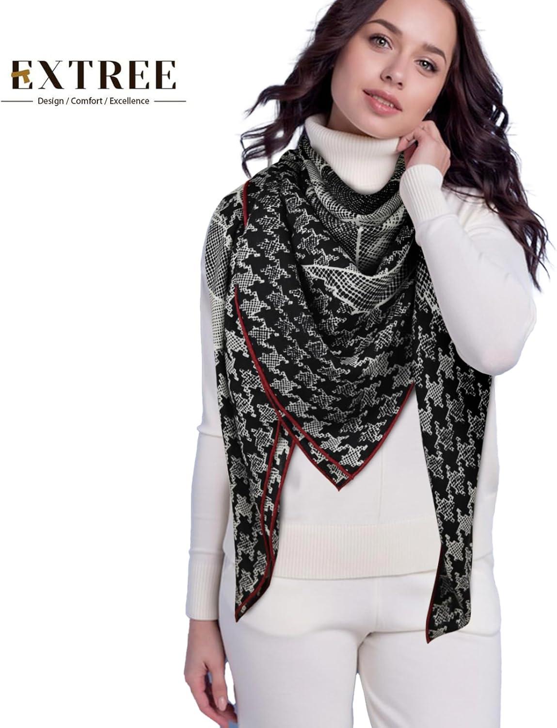 imageEXTREE Womens Travel Scarf Pashmina Shawls and Wraps Winter Warm Square Large Scarves Made of 60 Wool and 40 SilkColor05