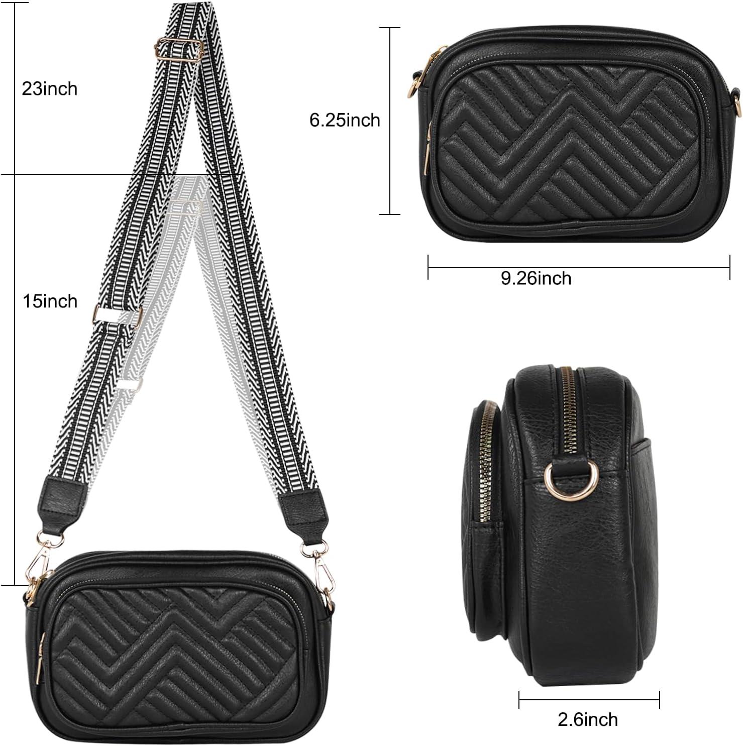 imageEXTREE crossbody Bags for WomenTrendy Shoulder Vegan Leather Handbags Satchel Purse with Adjustable Wide Vintage StrapA001black