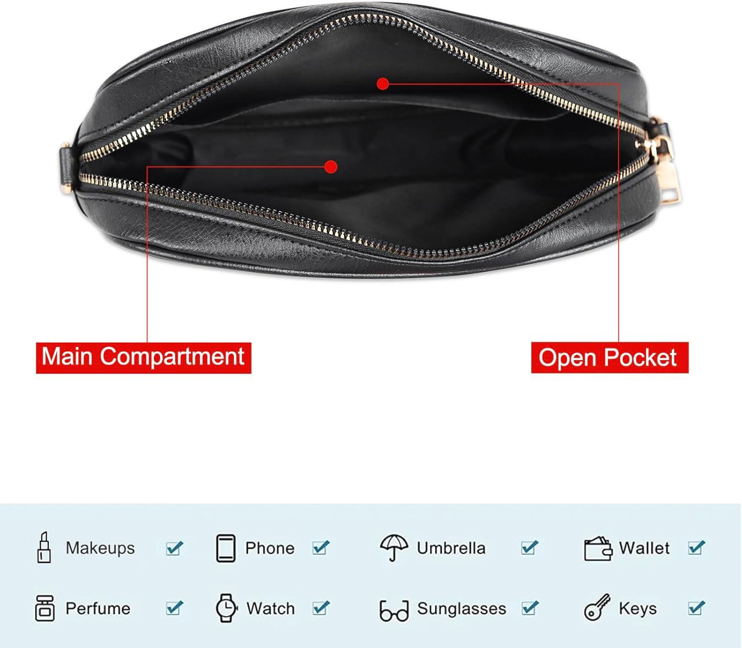 imageEXTREE crossbody Bags for WomenTrendy Shoulder Vegan Leather Handbags Satchel Purse with Adjustable Wide Vintage StrapA003black