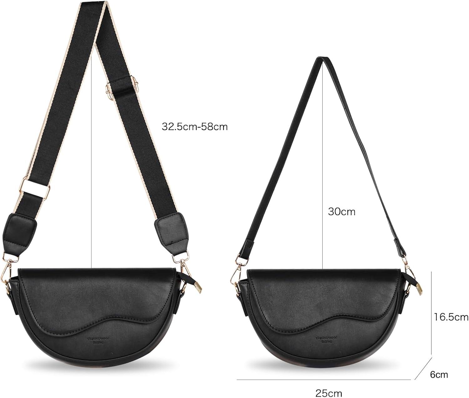 imageEXTREE crossbody Bags for WomenTrendy Shoulder Vegan Leather Handbags Satchel Purse with Adjustable Wide Vintage StrapAa Black