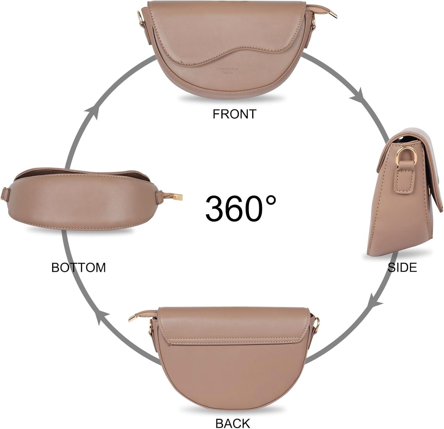 imageEXTREE crossbody Bags for WomenTrendy Shoulder Vegan Leather Handbags Satchel Purse with Adjustable Wide Vintage StrapAa Khaki