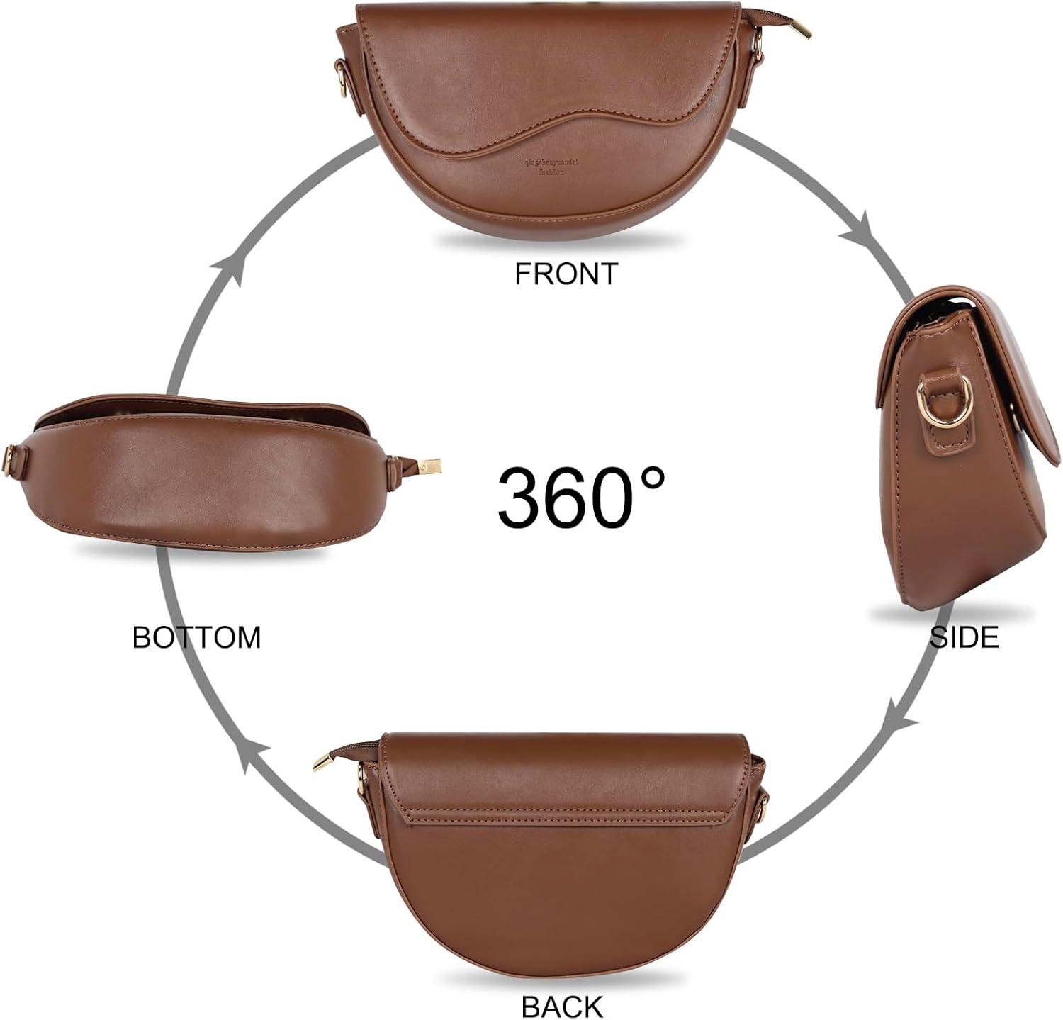 imageEXTREE crossbody Bags for WomenTrendy Shoulder Vegan Leather Handbags Satchel Purse with Adjustable Wide Vintage StrapAb Brown