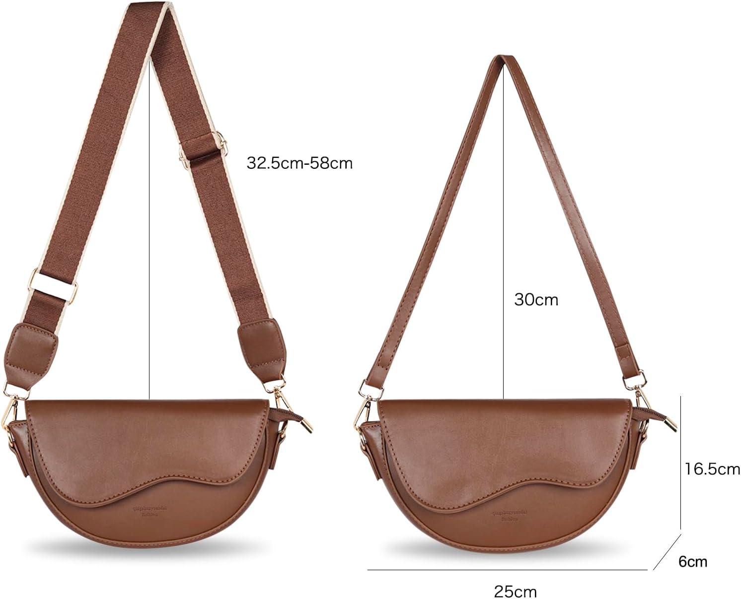 imageEXTREE crossbody Bags for WomenTrendy Shoulder Vegan Leather Handbags Satchel Purse with Adjustable Wide Vintage StrapAb Brown