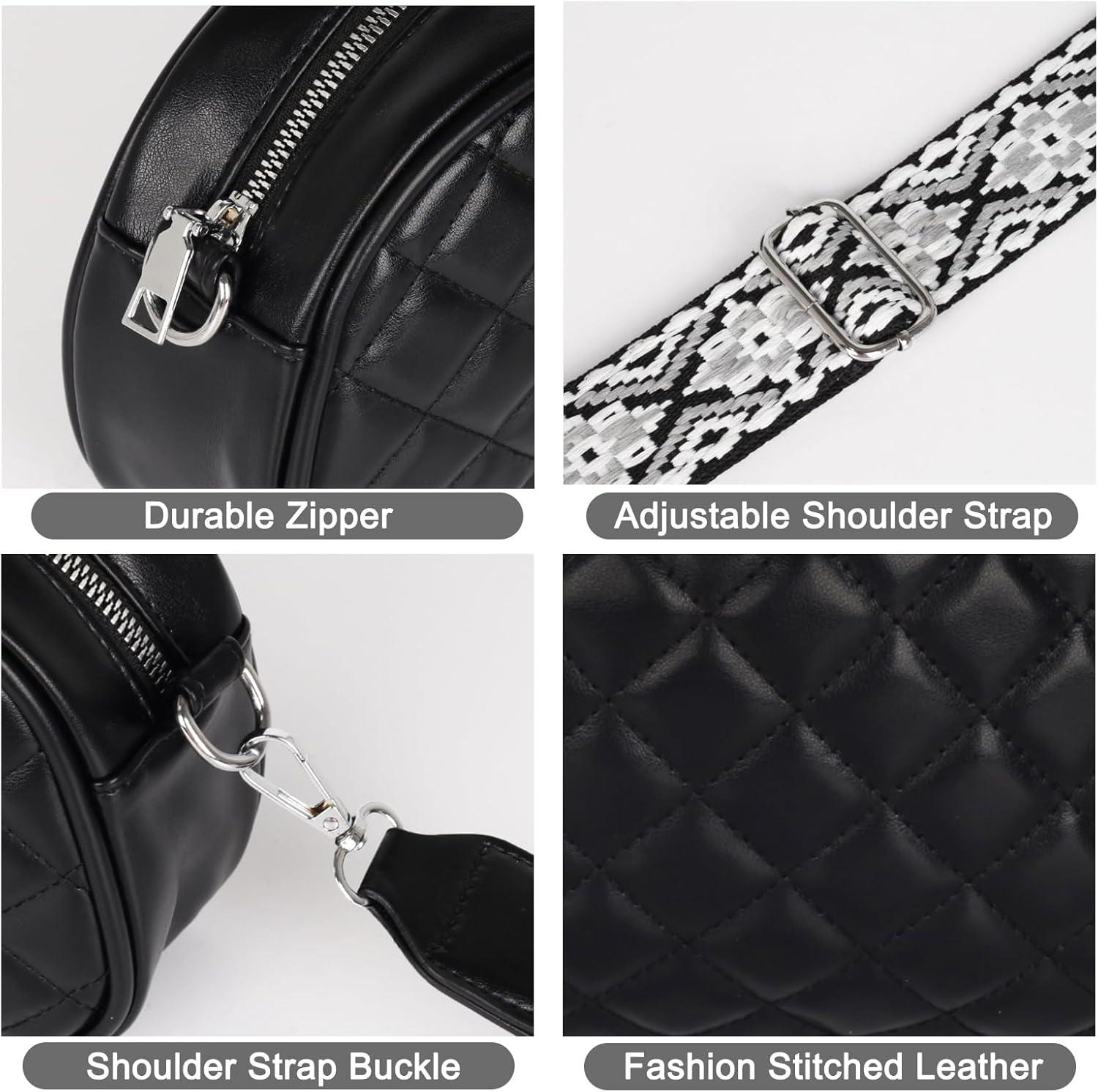 imageEXTREE crossbody Bags for WomenTrendy Shoulder Vegan Leather Handbags Satchel Purse with Adjustable Wide Vintage StrapAeblack