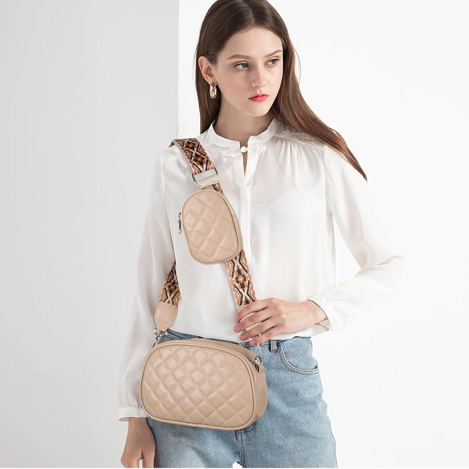 imageEXTREE crossbody Bags for WomenTrendy Shoulder Vegan Leather Handbags Satchel Purse with Adjustable Wide Vintage StrapAfpink