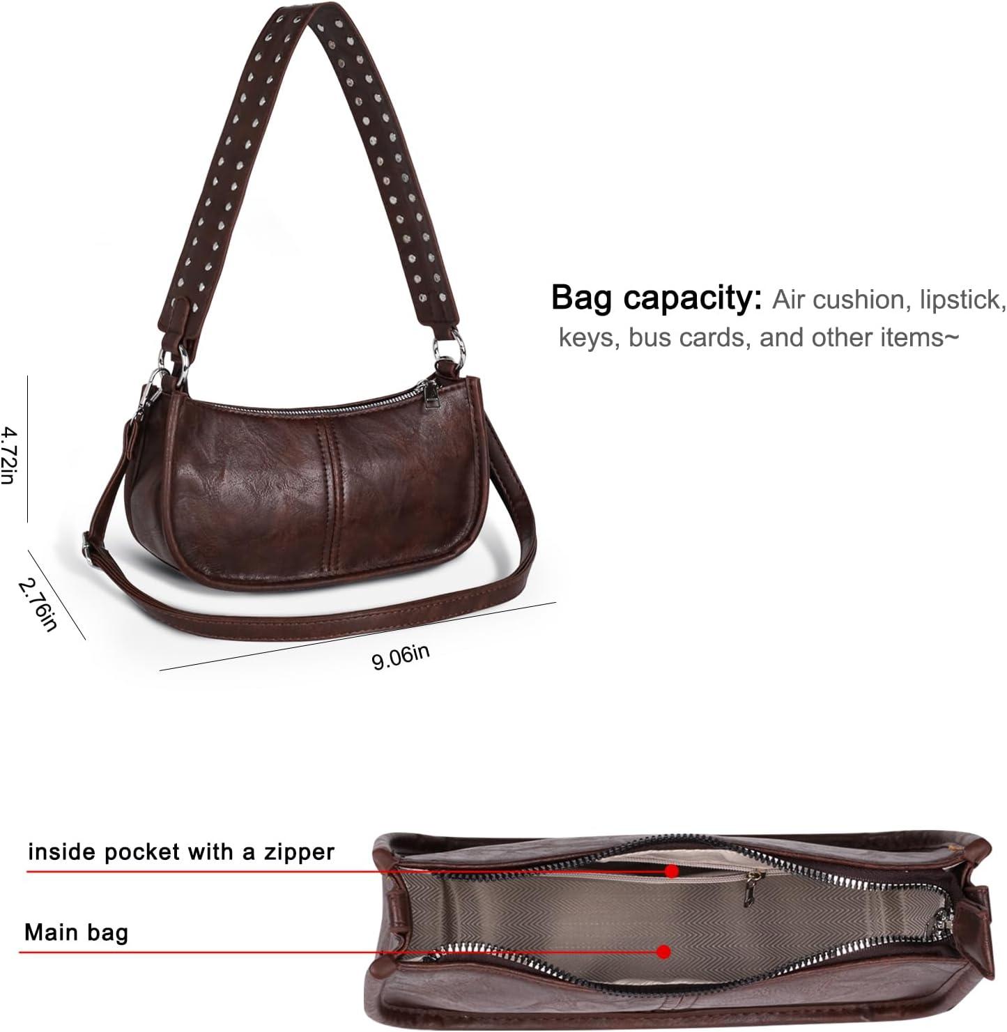 imageEXTREE crossbody Bags for WomenTrendy Shoulder Vegan Leather Handbags Satchel Purse with Adjustable Wide Vintage StrapAgbrown