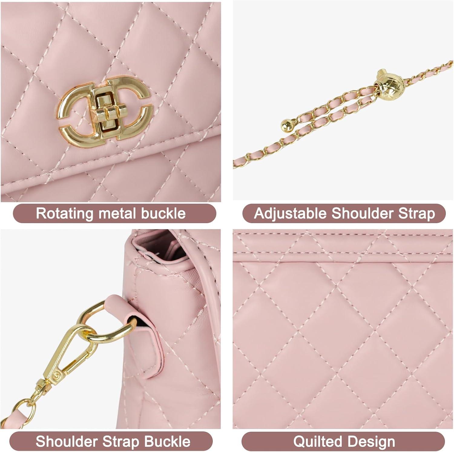 imageEXTREE crossbody Bags for WomenTrendy Shoulder Vegan Leather Handbags Satchel Purse with Adjustable Wide Vintage StrapAipinkgold