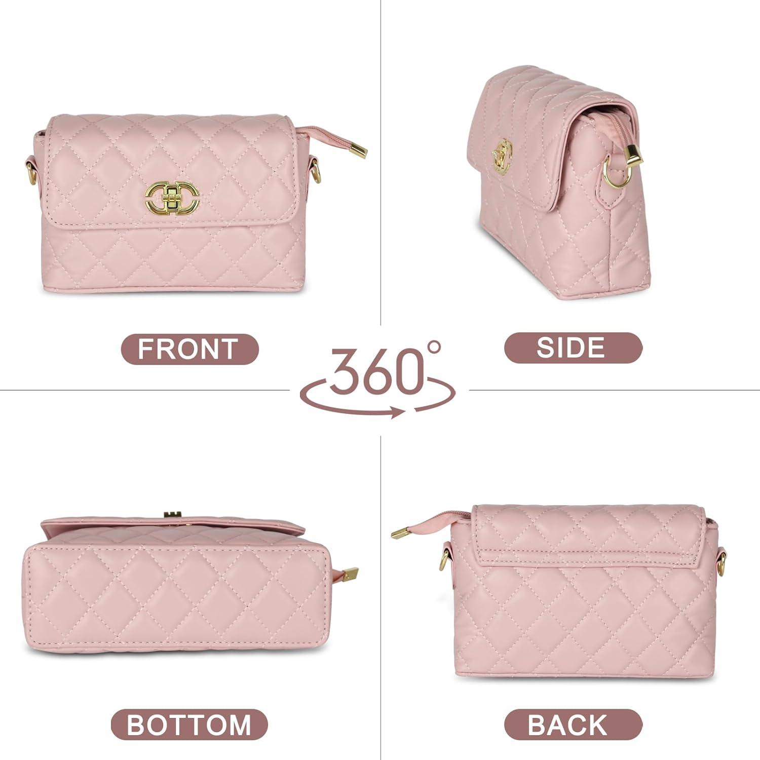 imageEXTREE crossbody Bags for WomenTrendy Shoulder Vegan Leather Handbags Satchel Purse with Adjustable Wide Vintage StrapAipinkgold