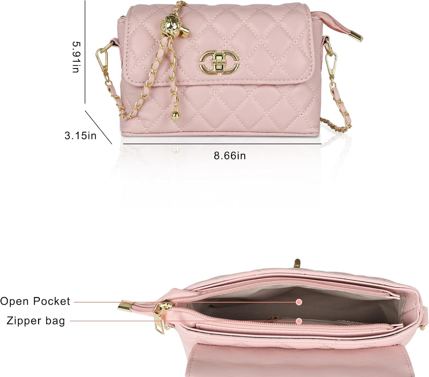 imageEXTREE crossbody Bags for WomenTrendy Shoulder Vegan Leather Handbags Satchel Purse with Adjustable Wide Vintage StrapAipinkgold