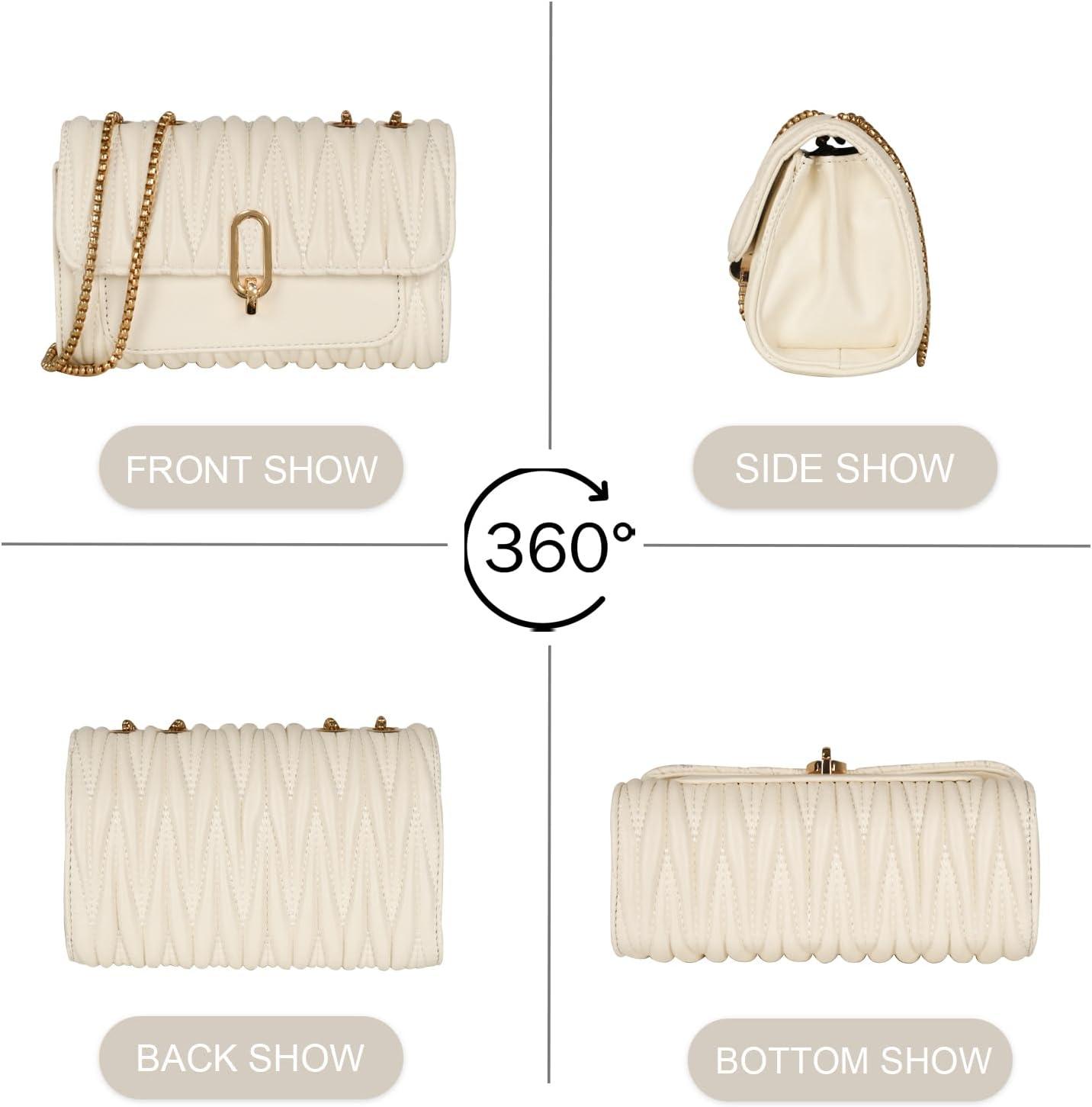 imageEXTREE crossbody Bags for WomenTrendy Shoulder Vegan Leather Handbags Satchel Purse with Adjustable Wide Vintage StrapAjbeigegold