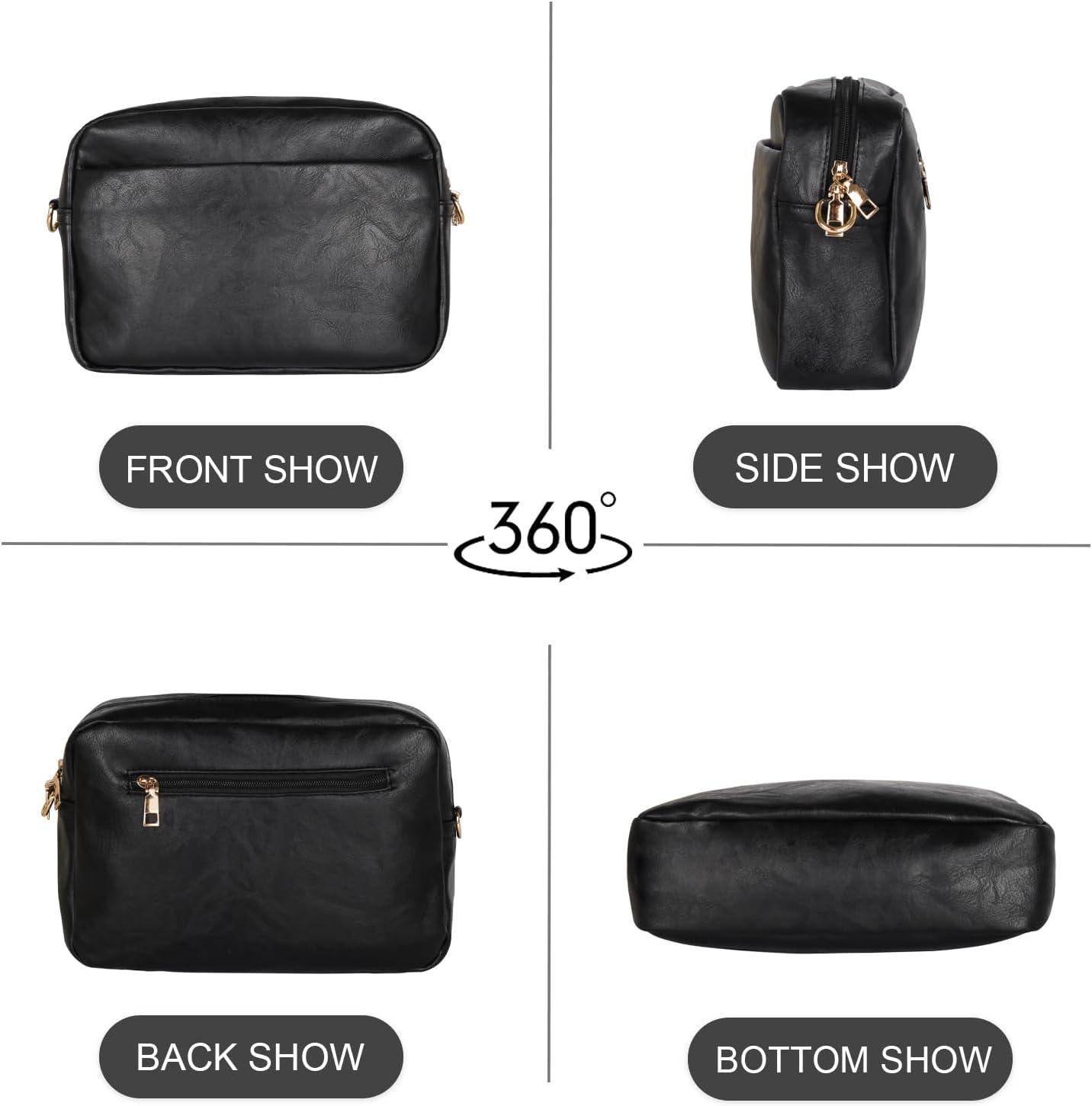 imageEXTREE crossbody Bags for WomenTrendy Shoulder Vegan Leather Handbags Satchel Purse with Adjustable Wide Vintage StrapAkblackleopard