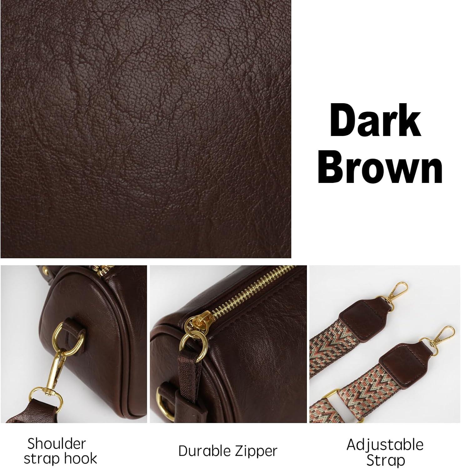 imageEXTREE crossbody Bags for WomenTrendy Shoulder Vegan Leather Handbags Satchel Purse with Adjustable Wide Vintage StrapAmblack