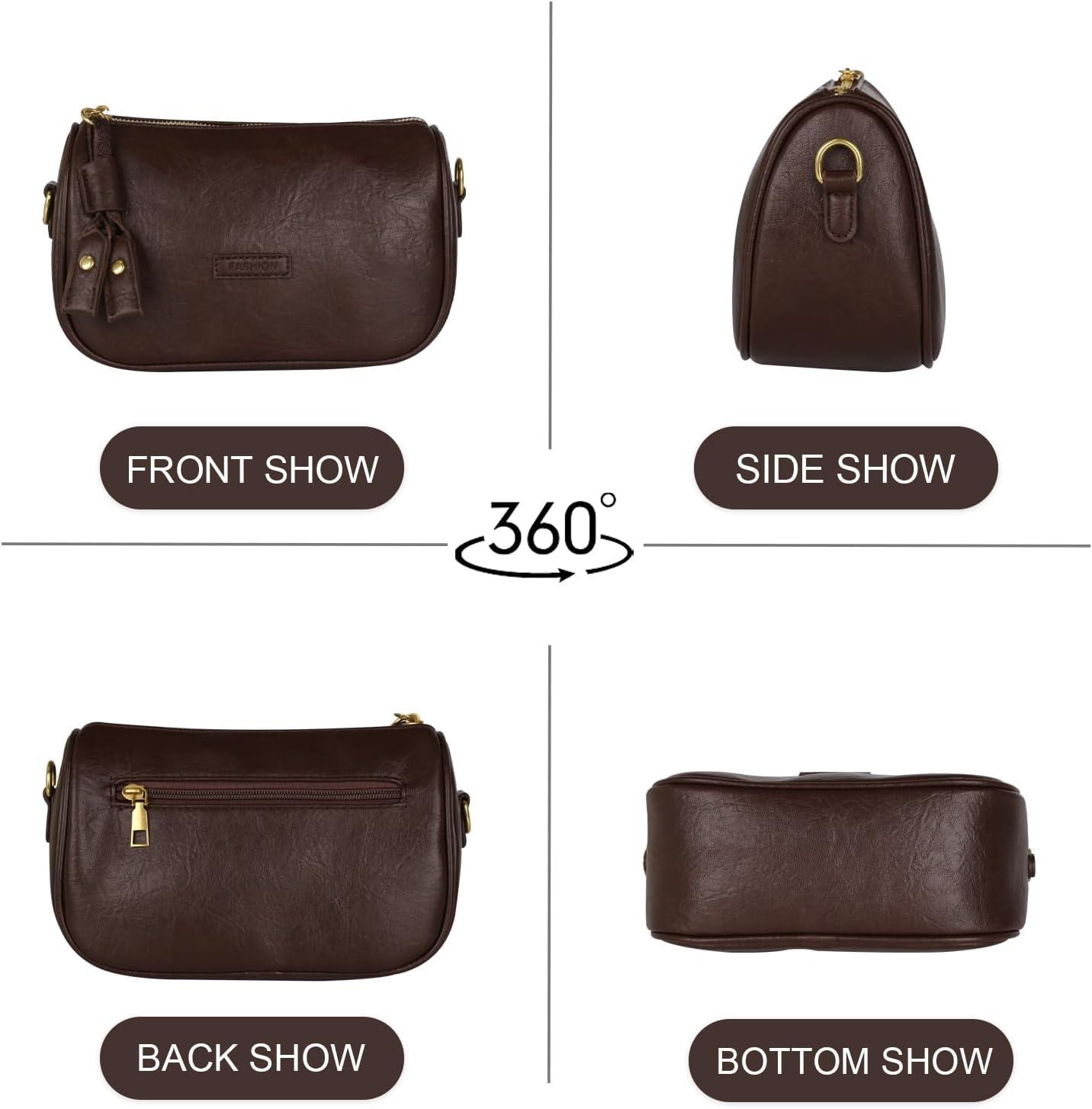 imageEXTREE crossbody Bags for WomenTrendy Shoulder Vegan Leather Handbags Satchel Purse with Adjustable Wide Vintage StrapAmblack