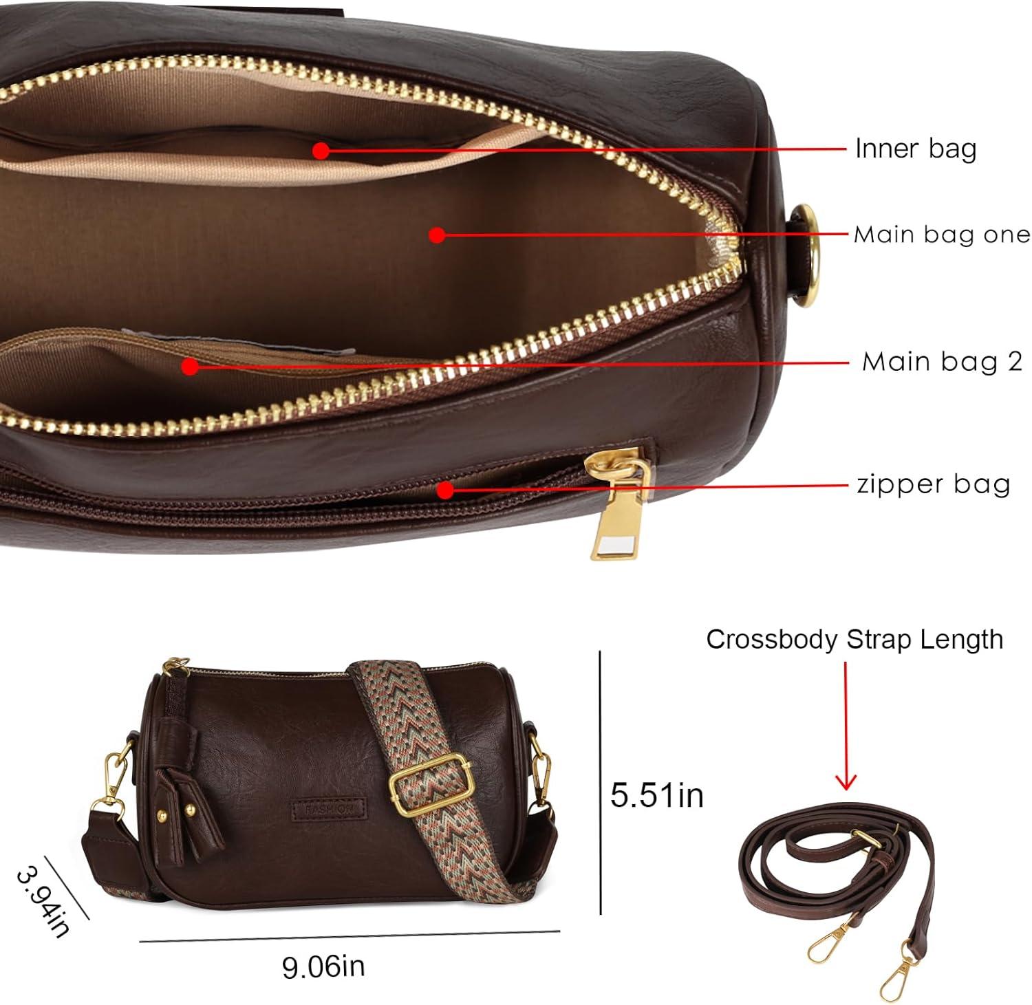 imageEXTREE crossbody Bags for WomenTrendy Shoulder Vegan Leather Handbags Satchel Purse with Adjustable Wide Vintage StrapAmblack