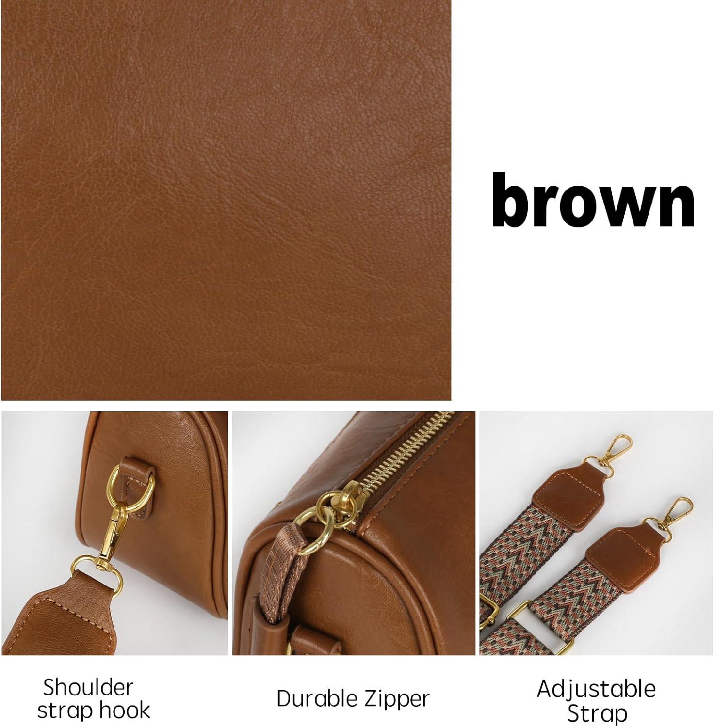 imageEXTREE crossbody Bags for WomenTrendy Shoulder Vegan Leather Handbags Satchel Purse with Adjustable Wide Vintage StrapAnbrown