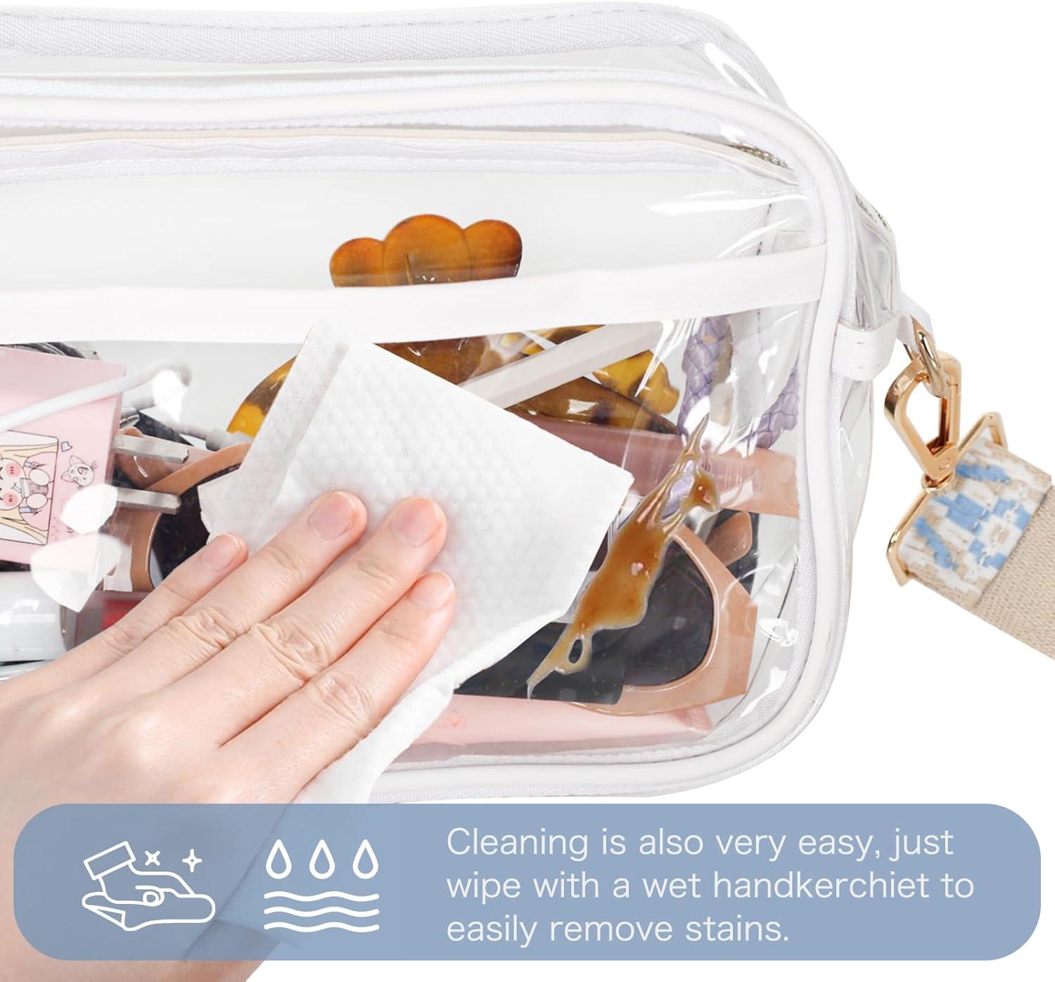 imageEXTREE crossbody Bags for WomenTrendy Shoulder Vegan Leather Handbags Satchel Purse with Adjustable Wide Vintage StrapAobluetransparent