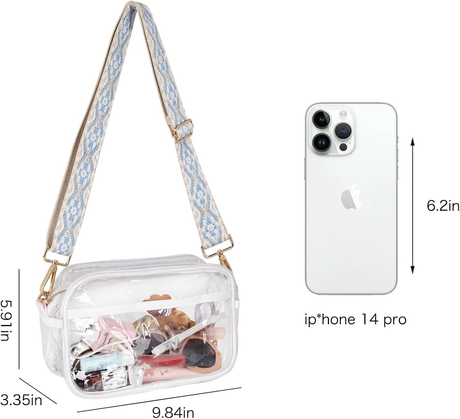 imageEXTREE crossbody Bags for WomenTrendy Shoulder Vegan Leather Handbags Satchel Purse with Adjustable Wide Vintage StrapAobluetransparent