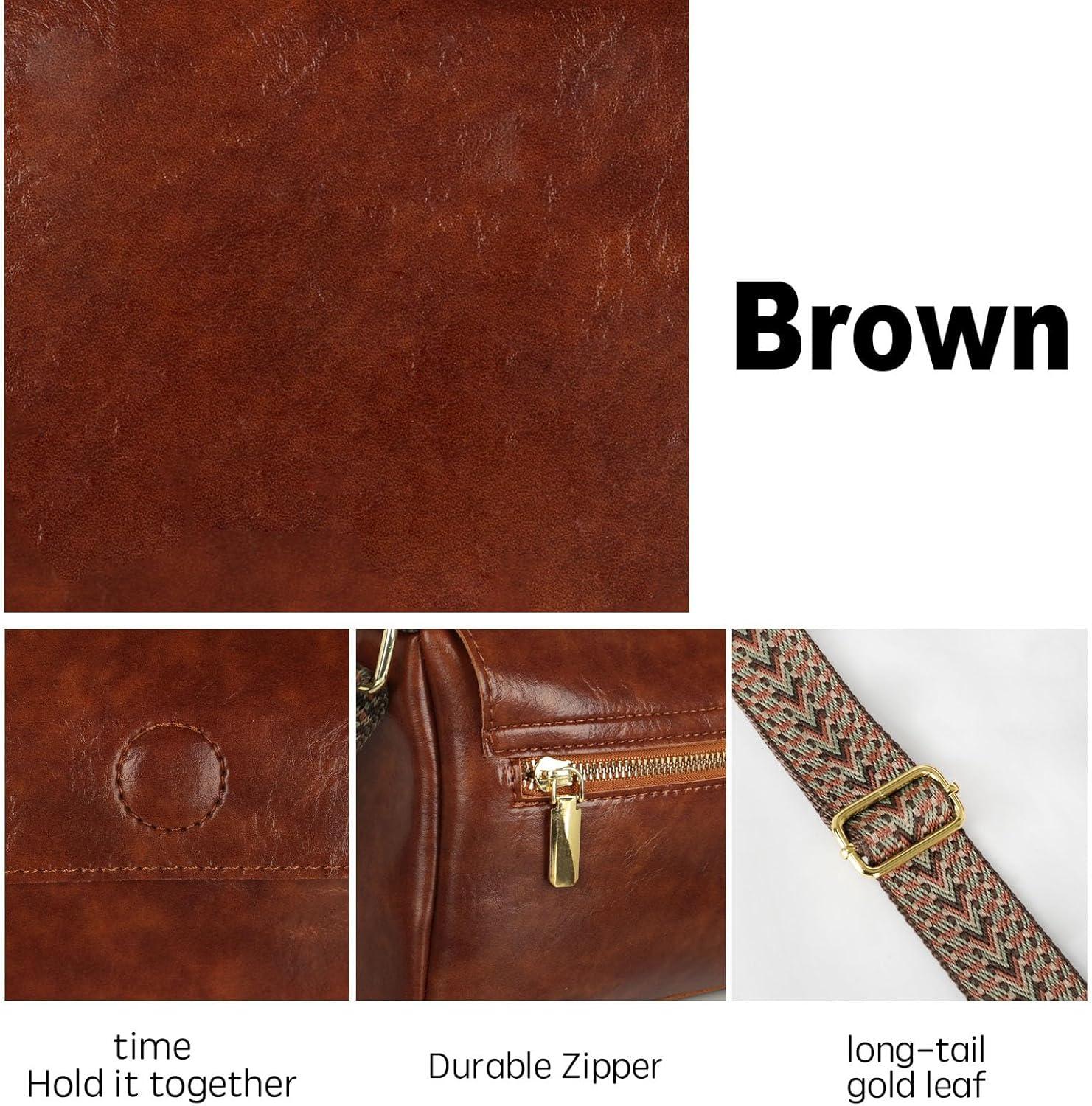 imageEXTREE crossbody Bags for WomenTrendy Shoulder Vegan Leather Handbags Satchel Purse with Adjustable Wide Vintage StrapApbrown