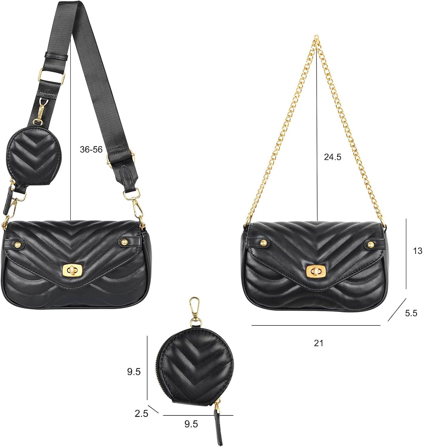 imageEXTREE crossbody Bags for WomenTrendy Shoulder Vegan Leather Handbags Satchel Purse with Adjustable Wide Vintage StrapCharm Black