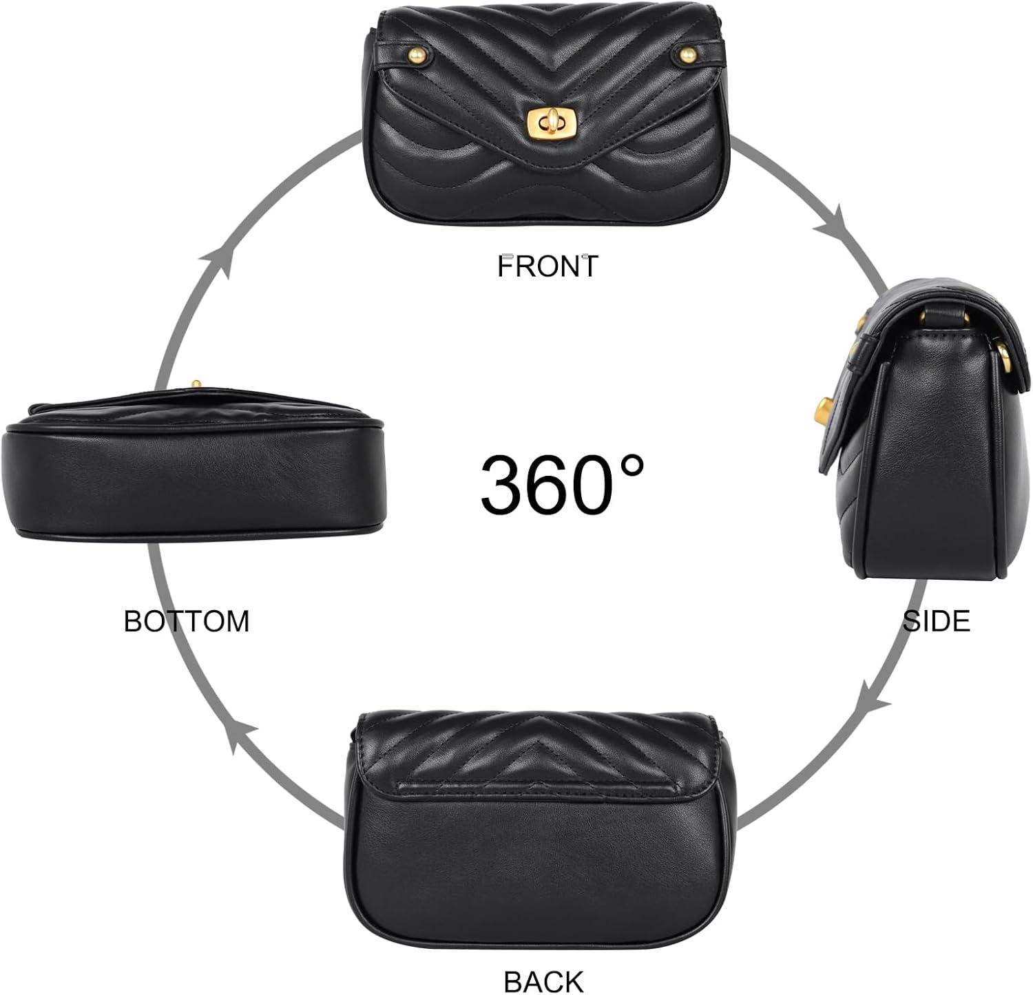 imageEXTREE crossbody Bags for WomenTrendy Shoulder Vegan Leather Handbags Satchel Purse with Adjustable Wide Vintage StrapCharm Black