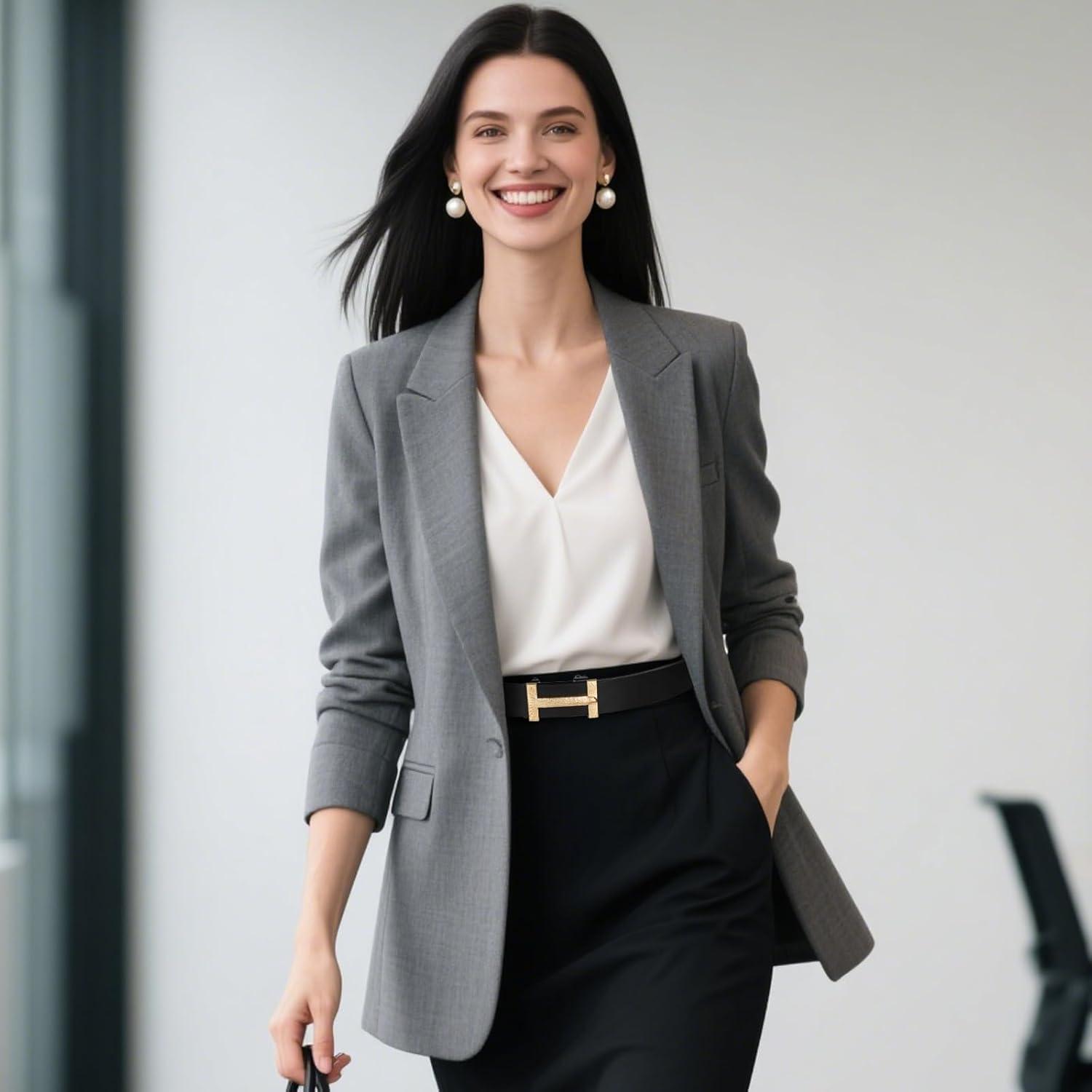 imageVintage Luxe Womens Belt Antique Blue Gradient Design Reinforced Leather WaistbandVersatile Waistband Gift AccessoryLight Gold Free Eagle Ratchet