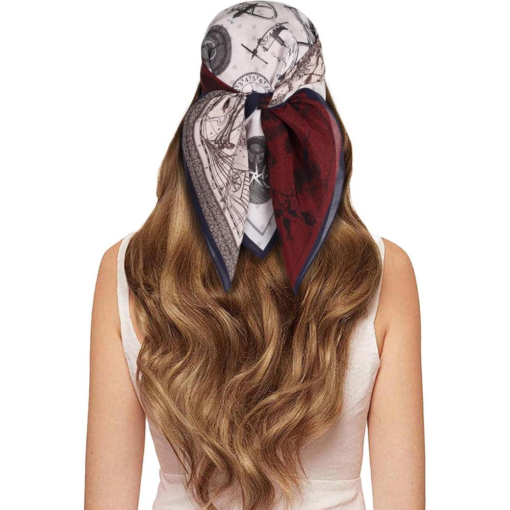 imageEXTREE 100 Pure Mulberry Silk Scarf Fashion Hair for Women Scarf Lightweight Square Neckerchief 275 275 inchesJourney of the Century