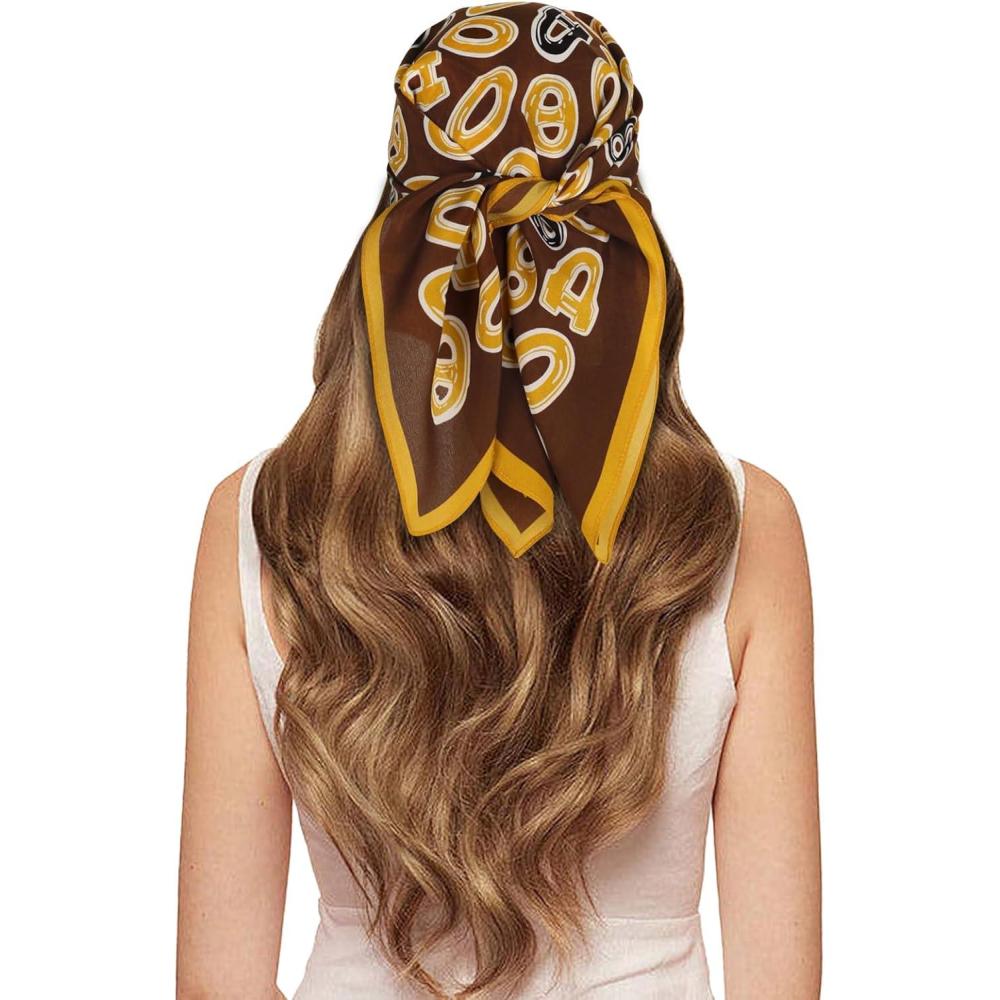 imageEXTREE 100 Pure Mulberry Silk Scarf Fashion Hair for Women Scarf Lightweight Square Neckerchief 275 275 inchesMo Brown Pig Nose Button