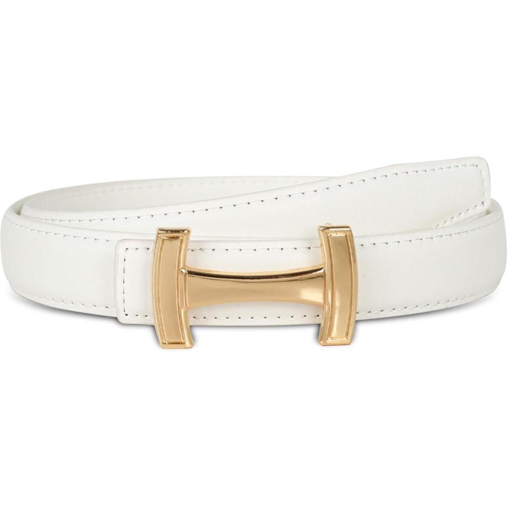 imageEXTREE Gold Buckle Belts for Women Fashion Waist Band Elegant Ladies Belt Gift for WomenIdeal for Dresses JeansDesign Gold Buckle White Leather