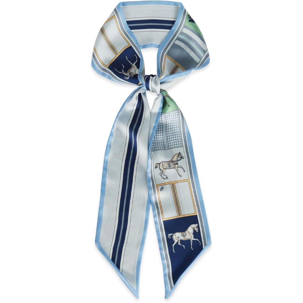 imageEXTREE Satin Scarf Mulberry Silk Printed Head Wrap Hair Band 7quotquot x 59quotquotA018