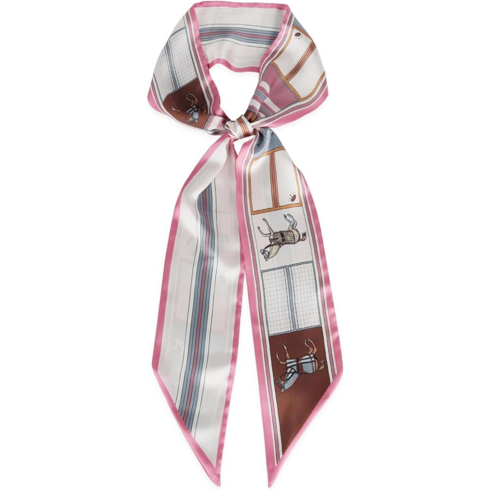 imageEXTREE Satin Scarf Mulberry Silk Printed Head Wrap Hair Band 7quotquot x 59quotquotA019