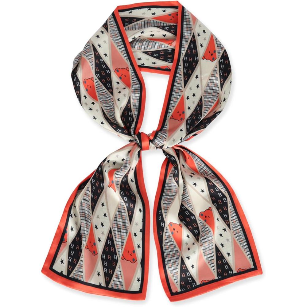 imageEXTREE Satin Scarf Mulberry Silk Printed Head Wrap Hair Band 7quotquot x 59quotquotA030