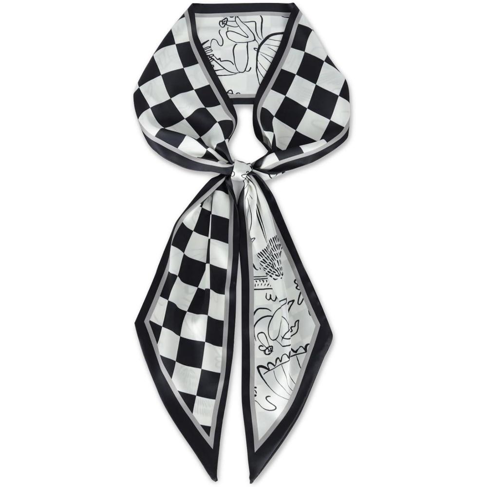 imageEXTREE Satin Scarf Mulberry Silk Printed Head Wrap Hair Band 7quotquot x 59quotquotA032