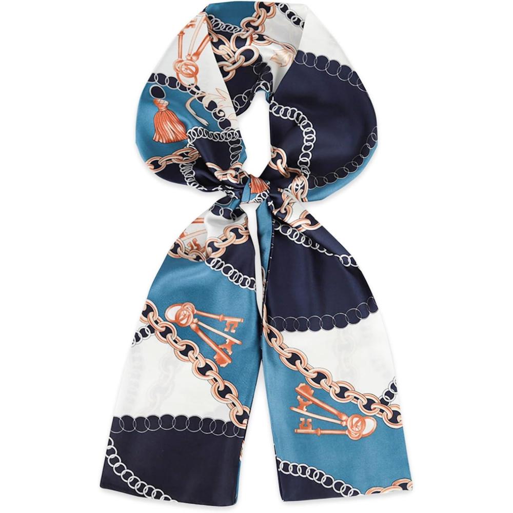 imageEXTREE Satin Scarf Mulberry Silk Printed Head Wrap Hair Band 7quotquot x 59quotquotA059