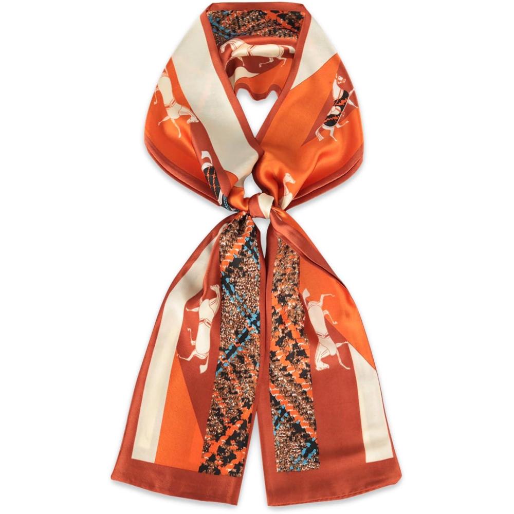 imageEXTREE Satin Scarf Mulberry Silk Printed Head Wrap Hair Band 7quotquot x 59quotquotA062