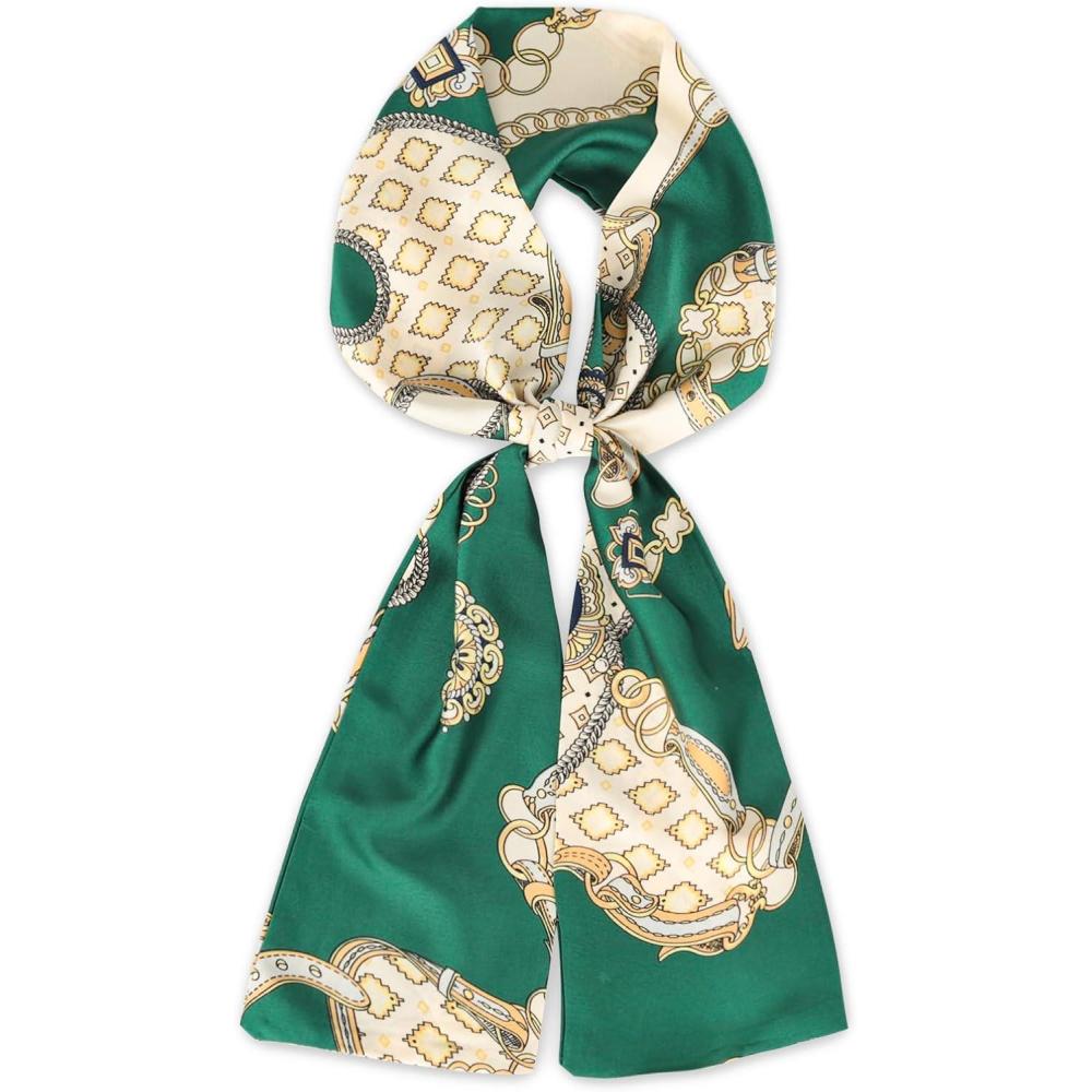 imageEXTREE Satin Scarf Mulberry Silk Printed Head Wrap Hair Band 7quotquot x 59quotquotA067