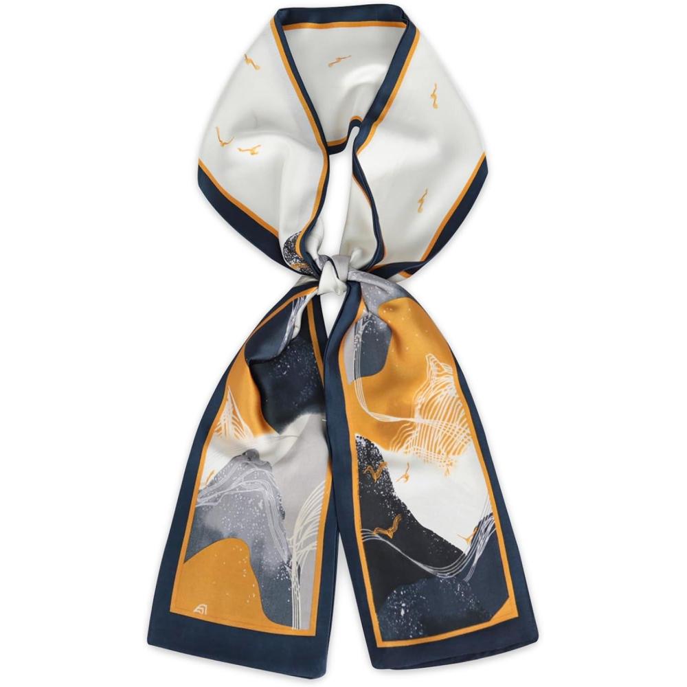 imageEXTREE Satin Scarf Mulberry Silk Printed Head Wrap Hair Band 7quotquot x 59quotquotA072