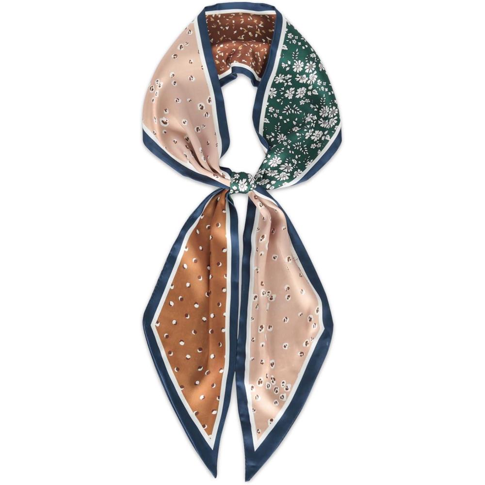 imageEXTREE Satin Scarf Mulberry Silk Printed Head Wrap Hair Band 7quotquot x 59quotquotA073