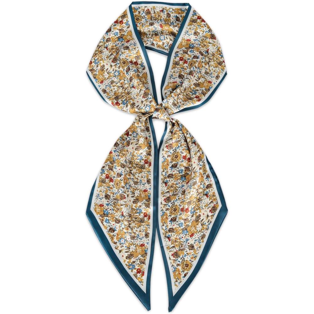 imageEXTREE Satin Scarf Mulberry Silk Printed Head Wrap Hair Band 7quotquot x 59quotquotA078