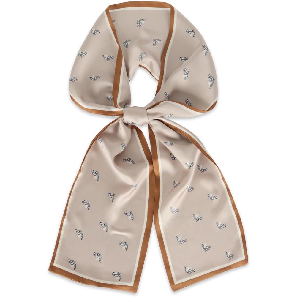 imageEXTREE Satin Scarf Mulberry Silk Printed Head Wrap Hair Band 7quotquot x 59quotquotA082