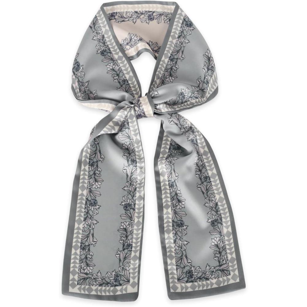 imageEXTREE Satin Scarf Mulberry Silk Printed Head Wrap Hair Band 7quotquot x 59quotquotA088